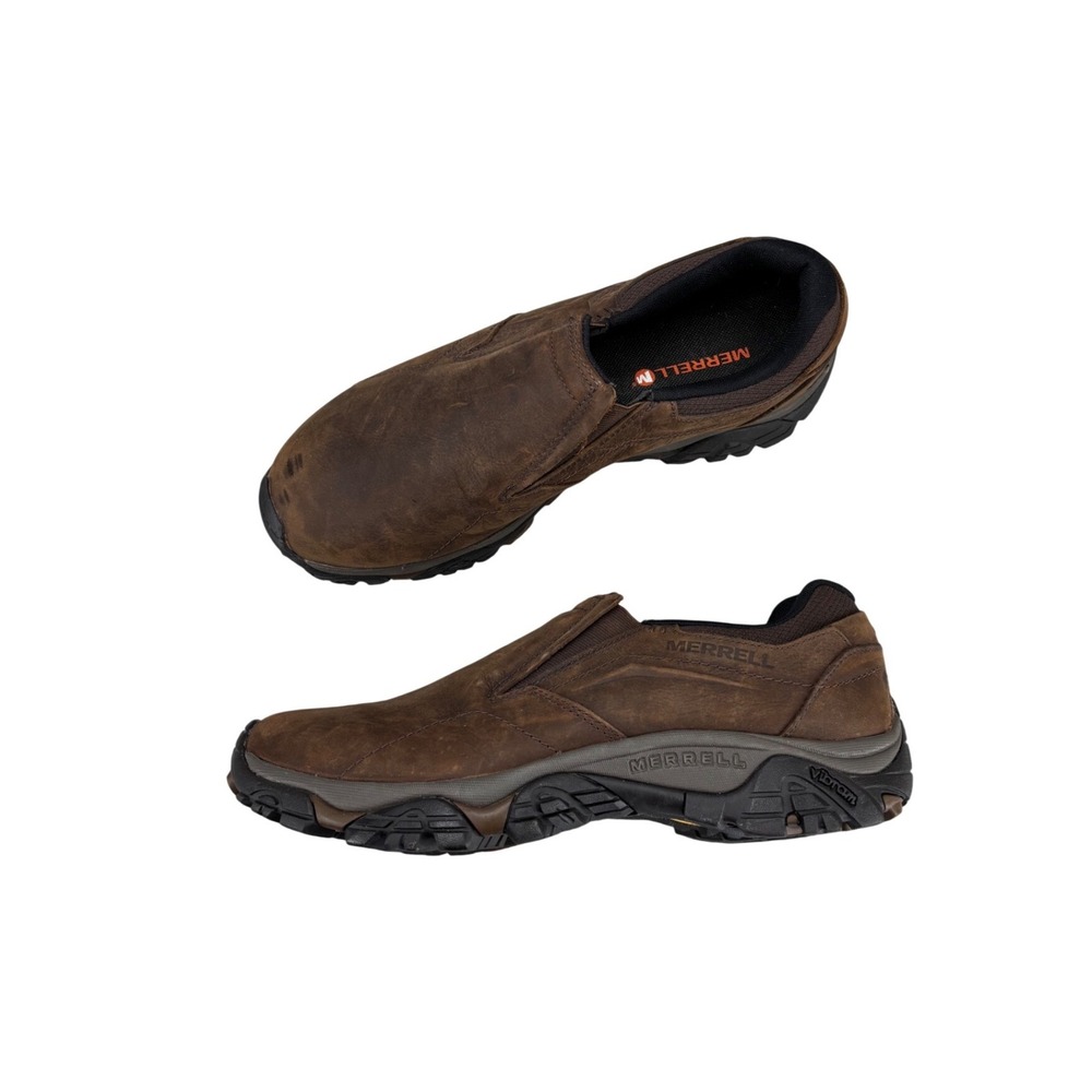 Merrell Moab Adventure Moc Shoes Dark Earth Brown Leather Slip On Men's Size 12